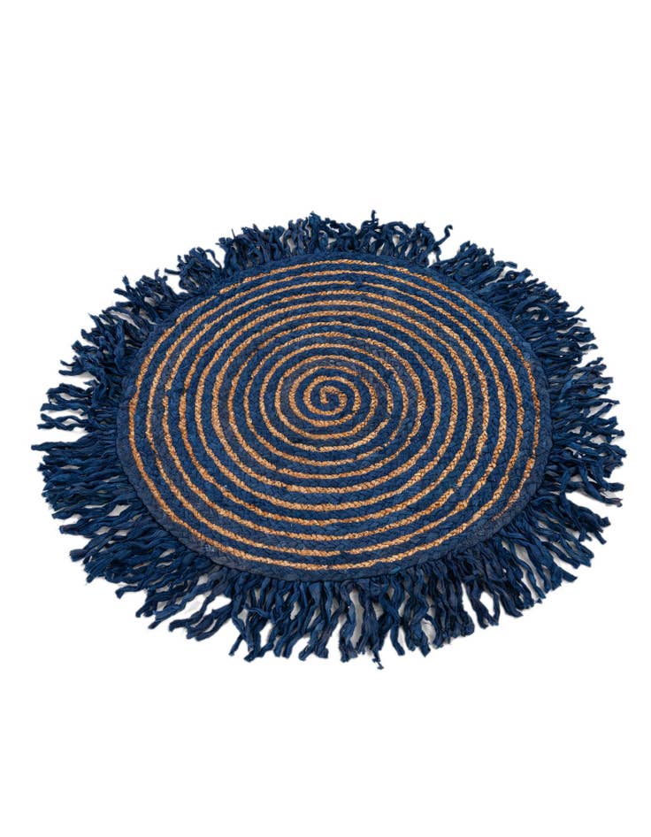 Detail image of 2' 4 x 2' 4 Hand Braided Chindi Jute Round Rug