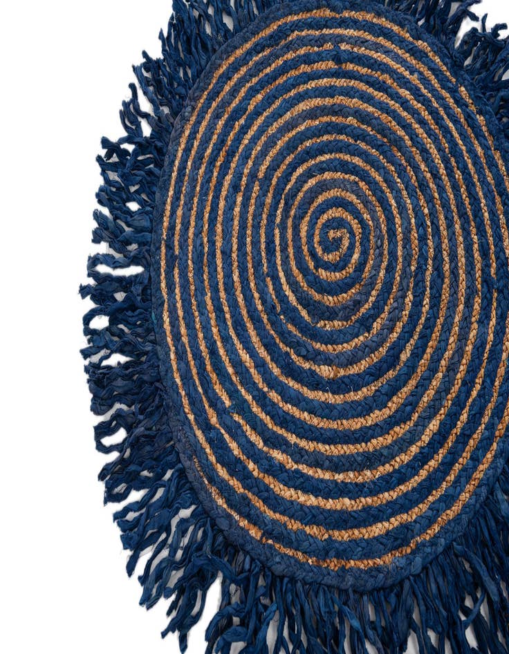 Detail image of 2' 4 x 2' 4 Hand Braided Chindi Jute Round Rug