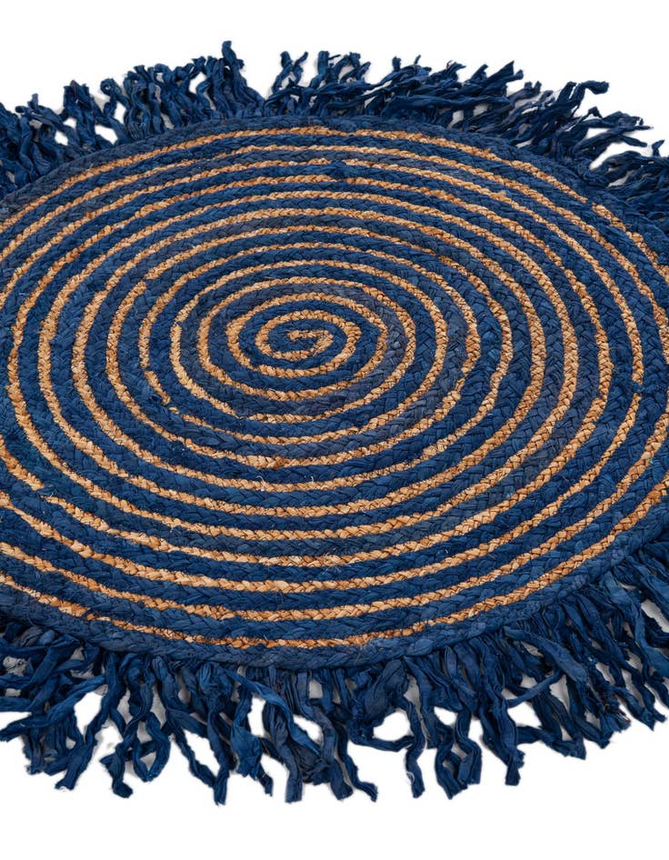 Detail image of 2' 4 x 2' 4 Hand Braided Chindi Jute Round Rug