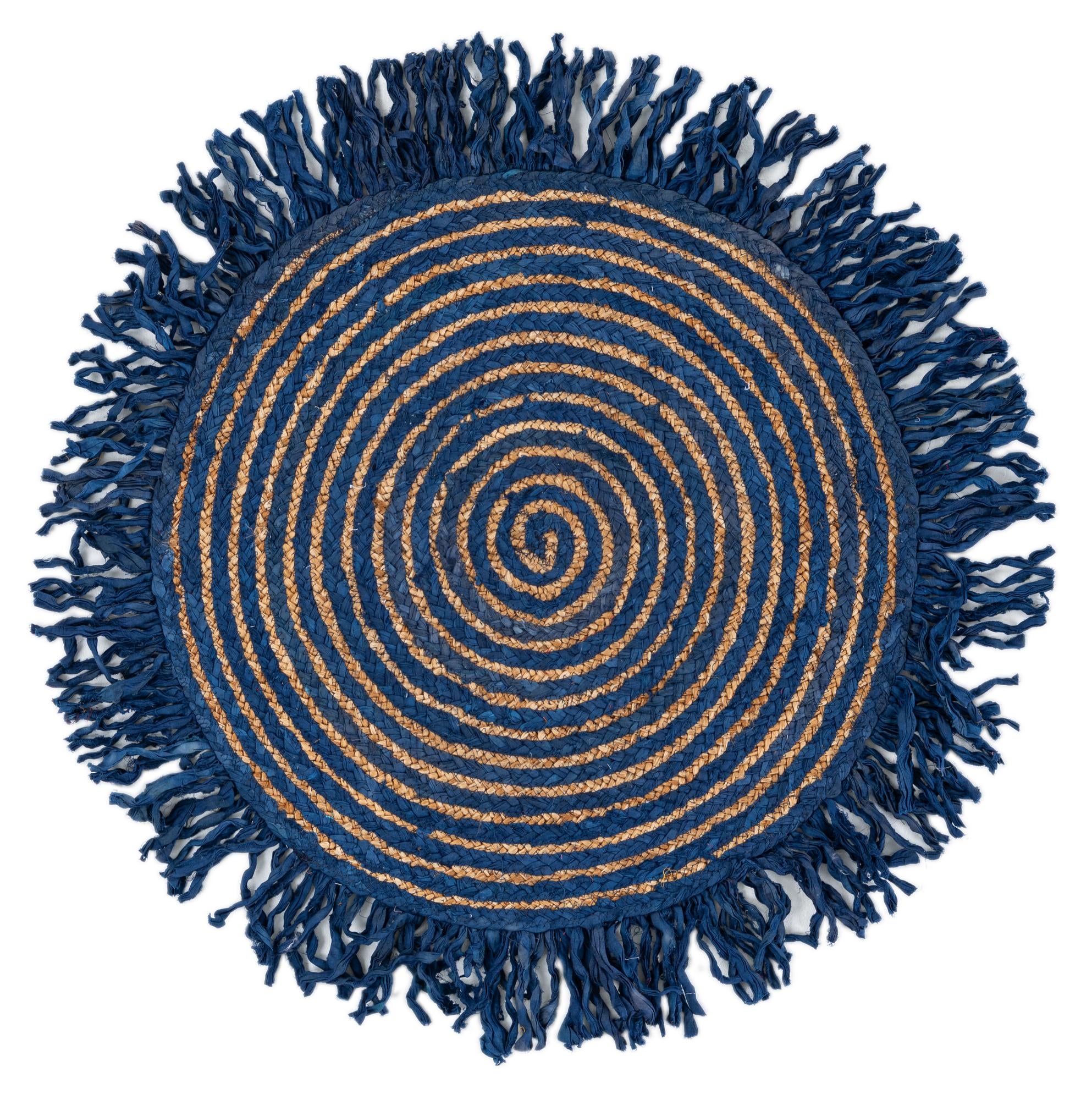 2' 4 x 2' 4 Hand Braided Chindi Jute Round Rug