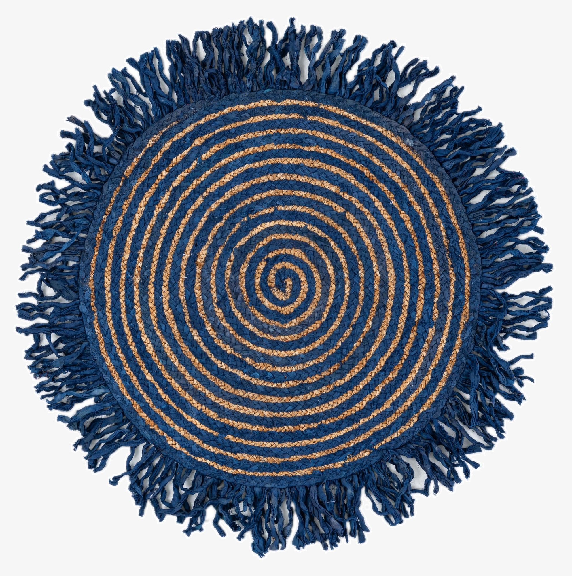 2' 4 x 2' 4  Hand Braided Chindi Jute Round Rug