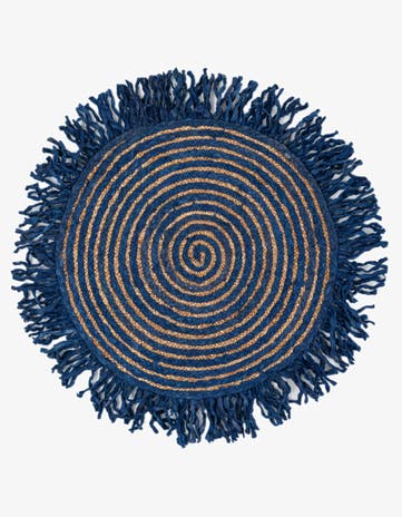 2' 4 x 2' 4 Hand Braided Chindi Jute Round Rug