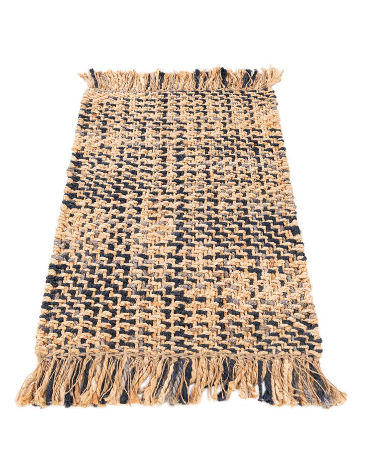 Detail image of 2' x 3' Hand Woven Checkered Jute Wool Rug