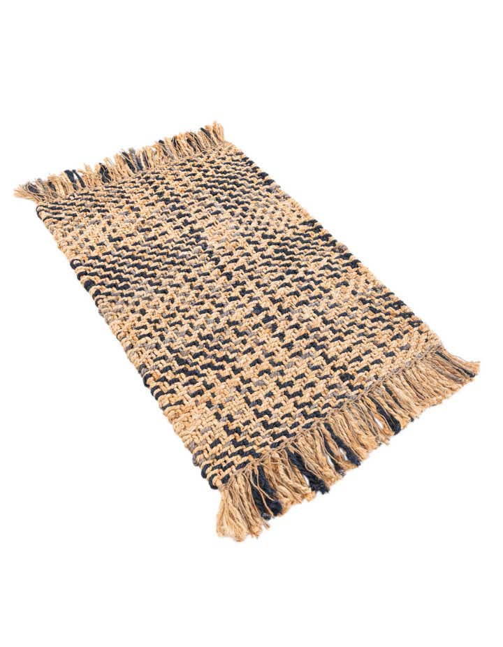 2' x 3' Hand Woven Checkered Jute Wool Rug