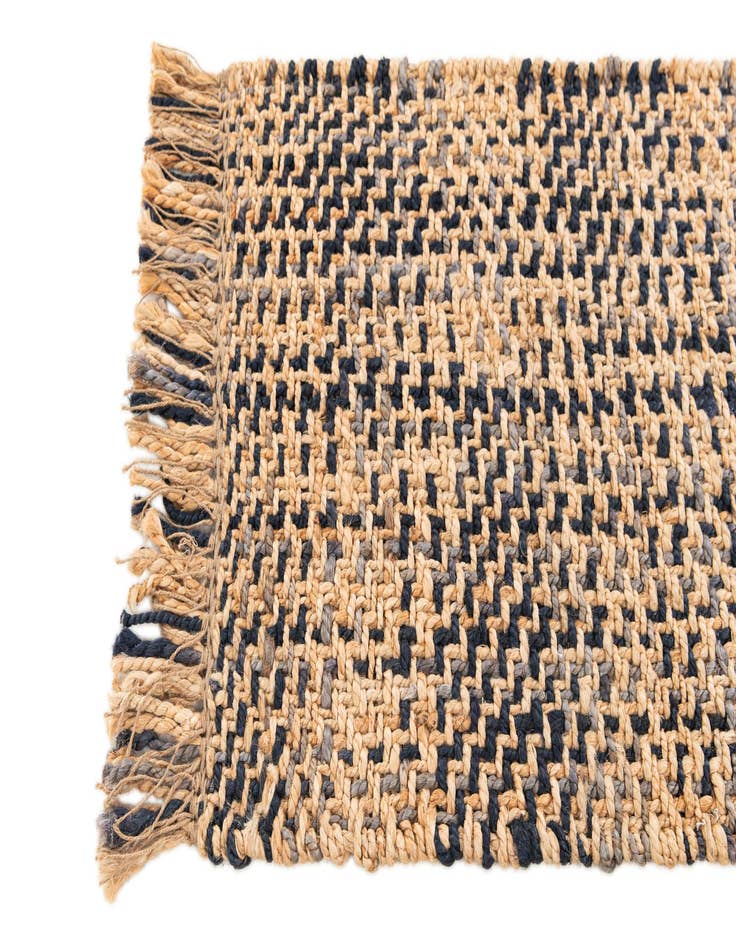 Detail image of 2' x 3' Hand Woven Checkered Jute Wool Rug