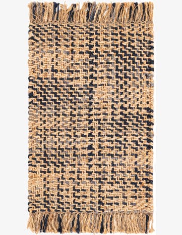 2' x 3' Hand Woven Checkered Jute Wool Rug