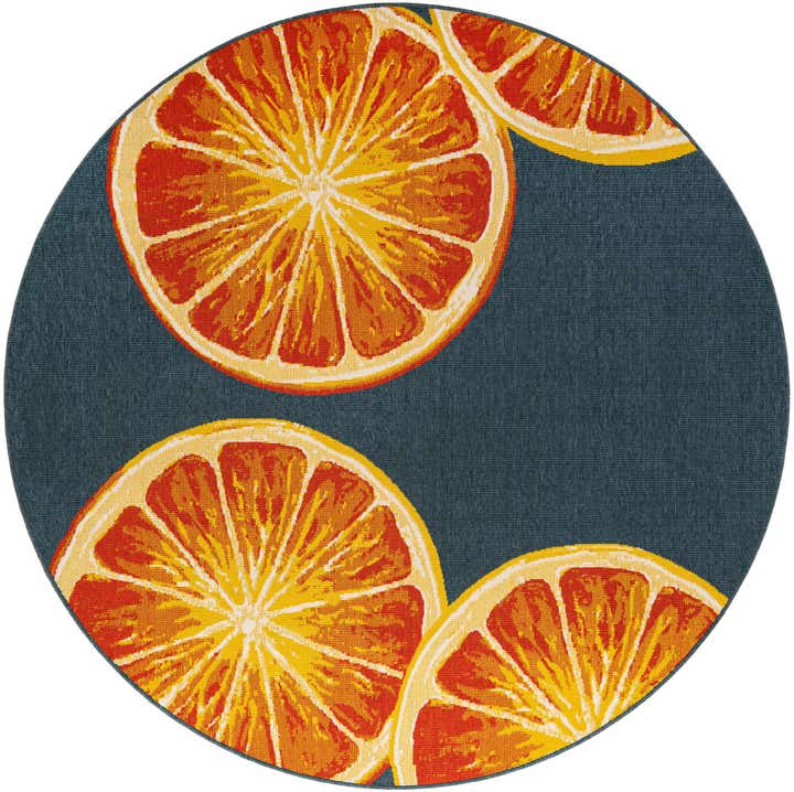 7' 10 x 7' 10 Easy-Clean Modern Indoor / Outdoor Round Rug