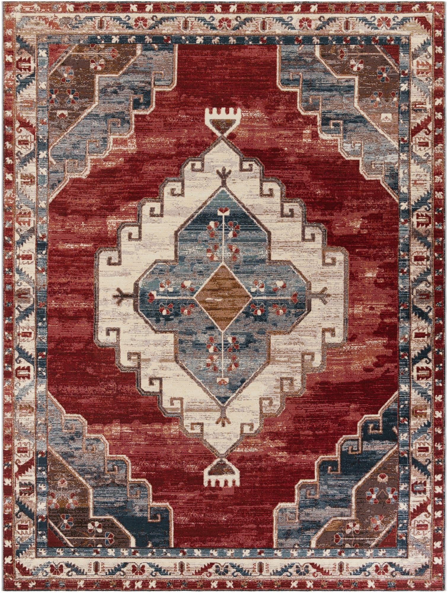 9' x 12' Easy-Clean Traditional Indoor / Outdoor Rug
