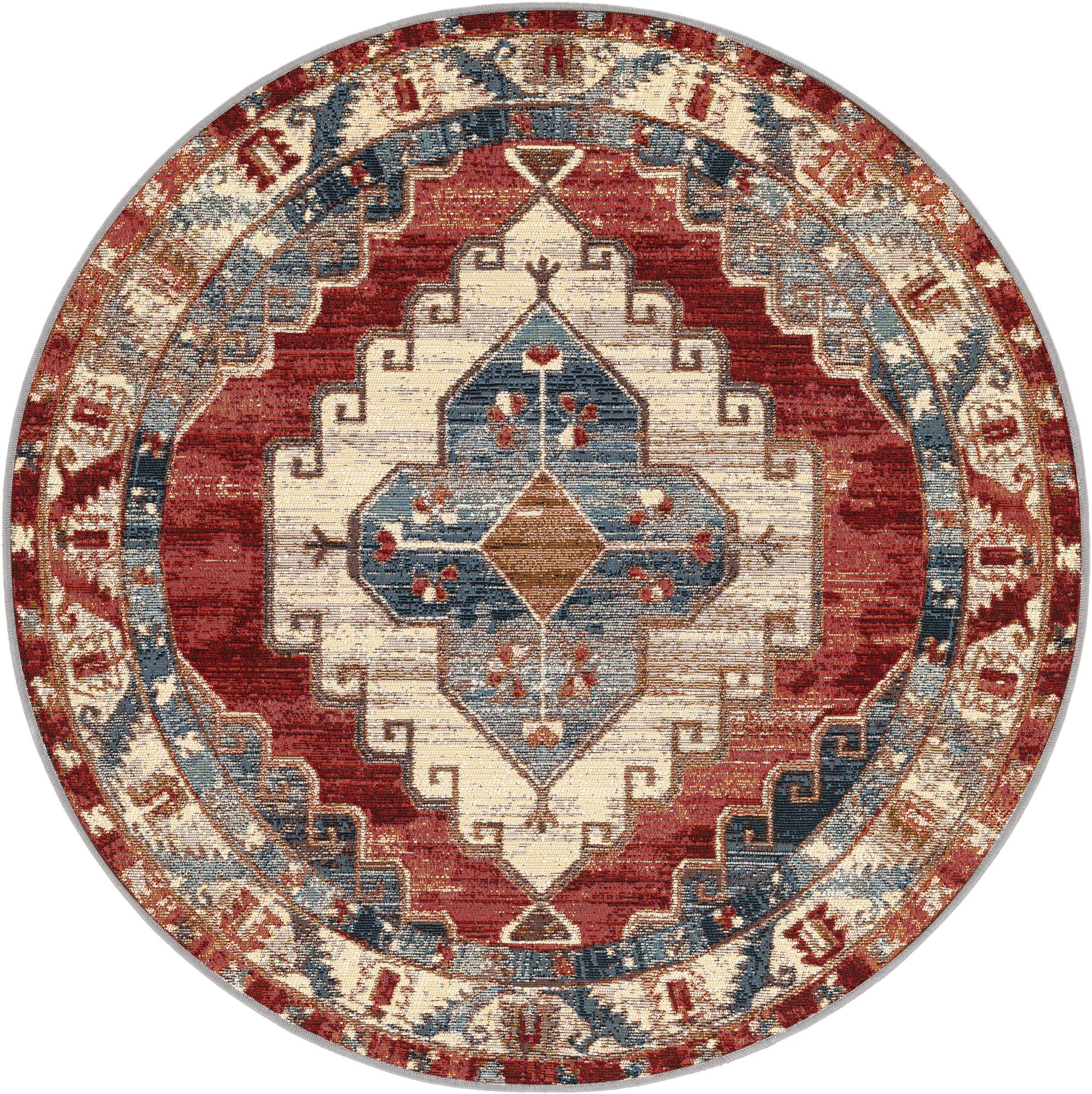 4' x 4' Easy-Clean Traditional Indoor / Outdoor Round Rug