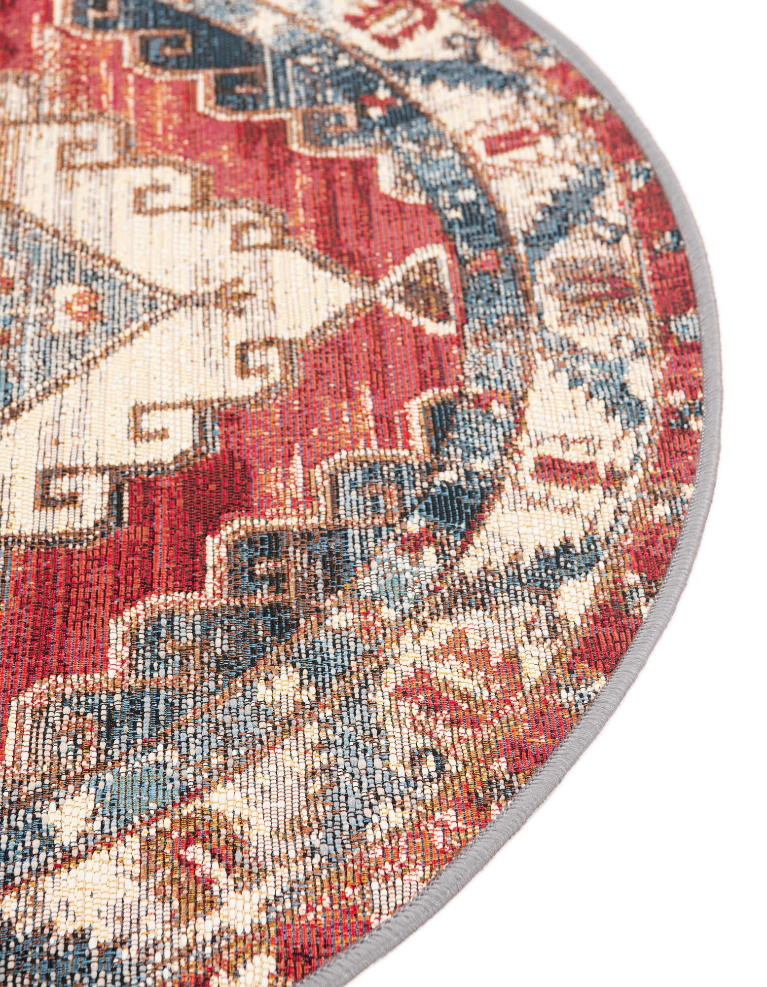3' x 3' Easy-Clean Traditional Indoor / Outdoor Round Rug