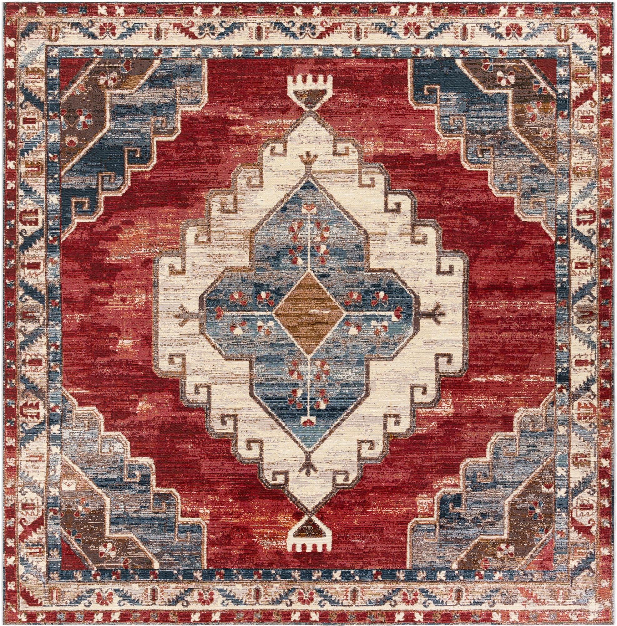 10' x 10' Easy-Clean Traditional Indoor / Outdoor Square Rug