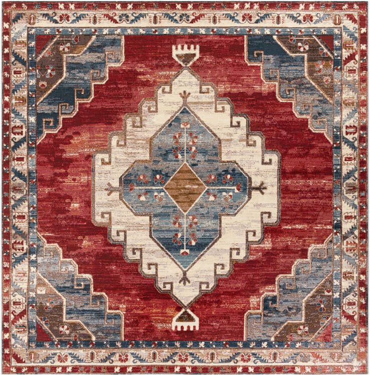 Detail image of 10' x 10' Easy-Clean Traditional Indoor / Outdoor Square Rug