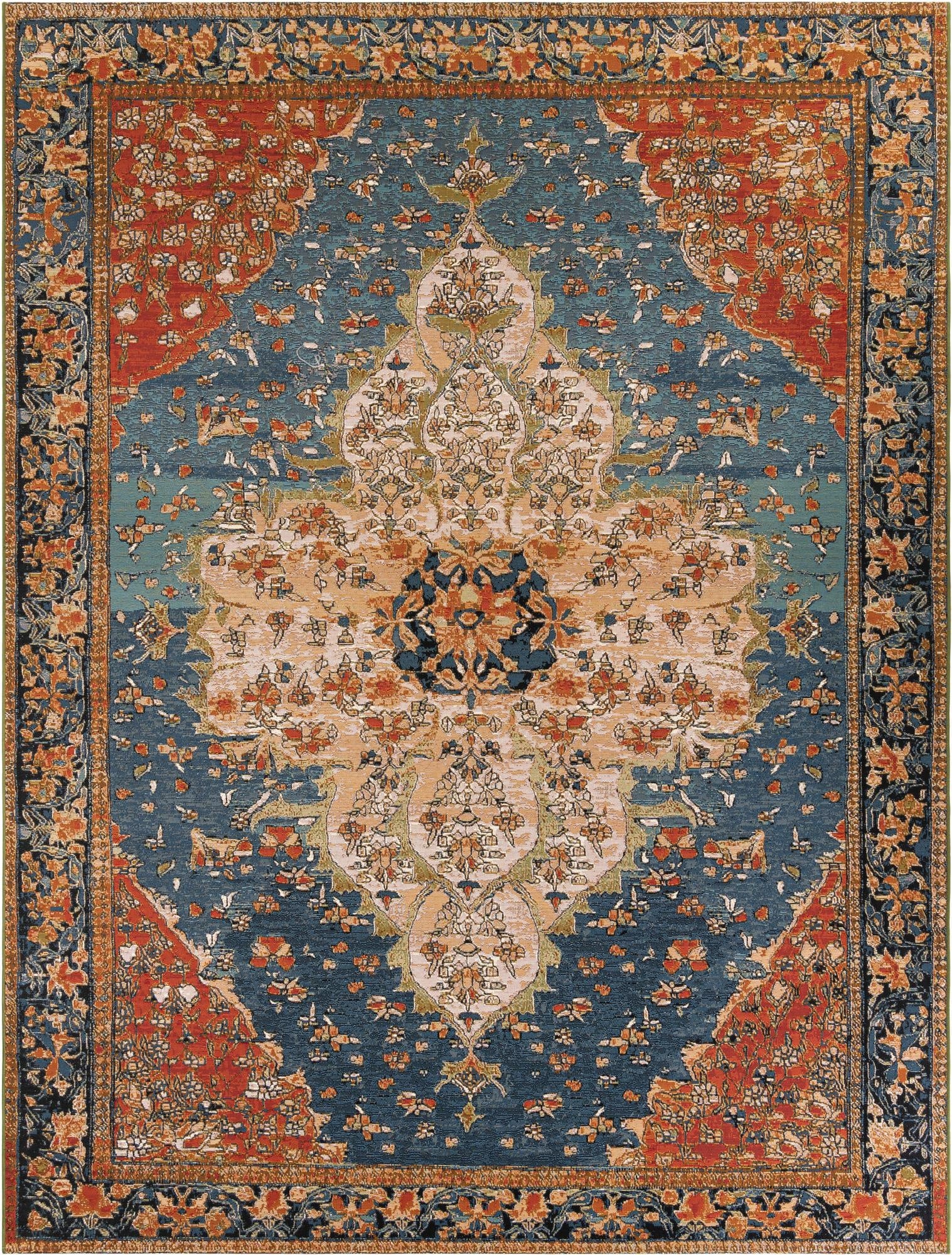 9' x 12'  Washable Traditional Indoor / Outdoor Rug