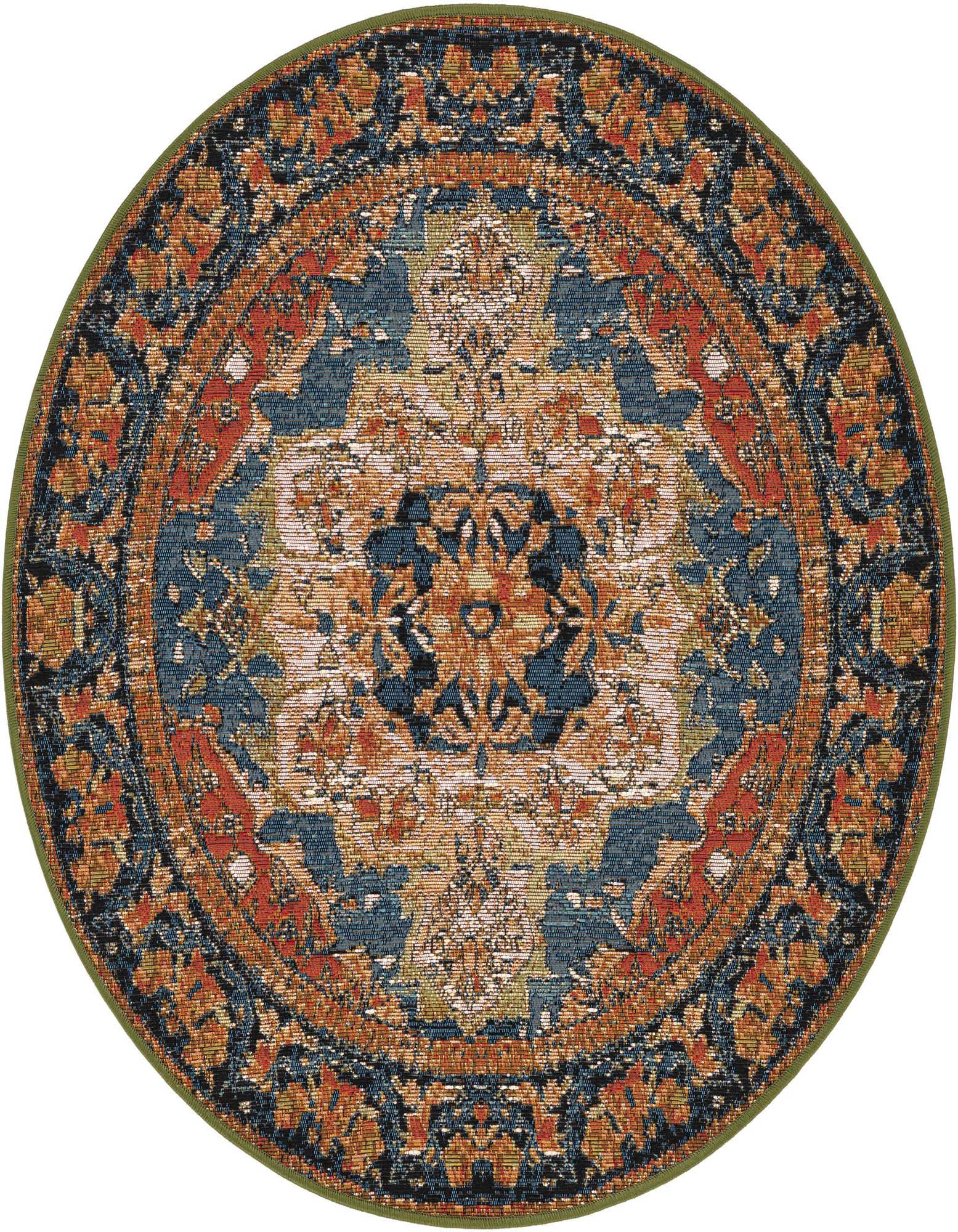 3' x 3' Easy-Clean Traditional Indoor / Outdoor Round Rug