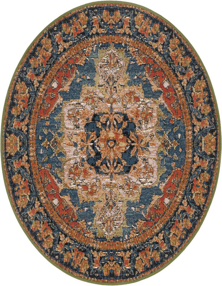 Detail image of 3' x 3' Easy-Clean Traditional Indoor / Outdoor Round Rug
