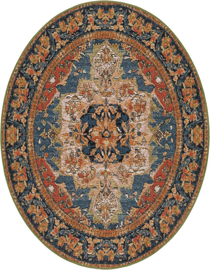 Detail image of 4' x 4' Easy-Clean Traditional Indoor / Outdoor Round Rug