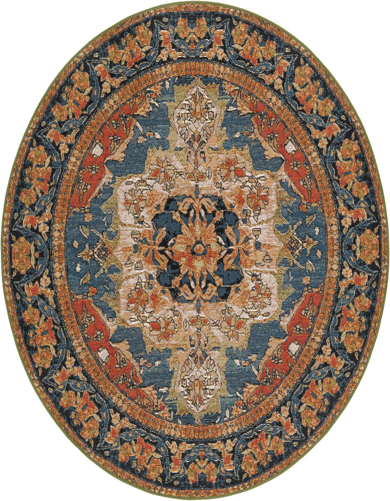 5' x 5' Easy-Clean Traditional Indoor / Outdoor Round Rug
