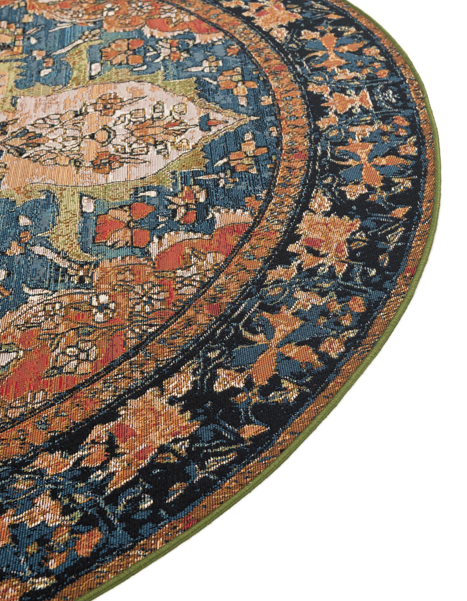 5' x 5' Easy-Clean Traditional Indoor / Outdoor Round Rug