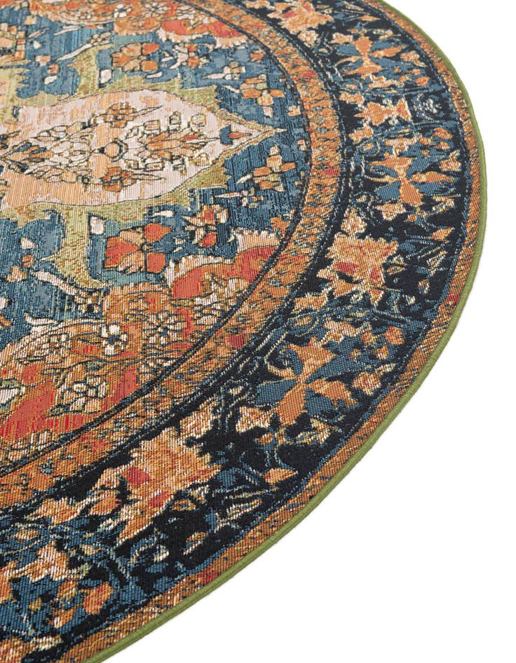Detail image of 4' x 4'  Washable Traditional Indoor / Outdoor Round Rug