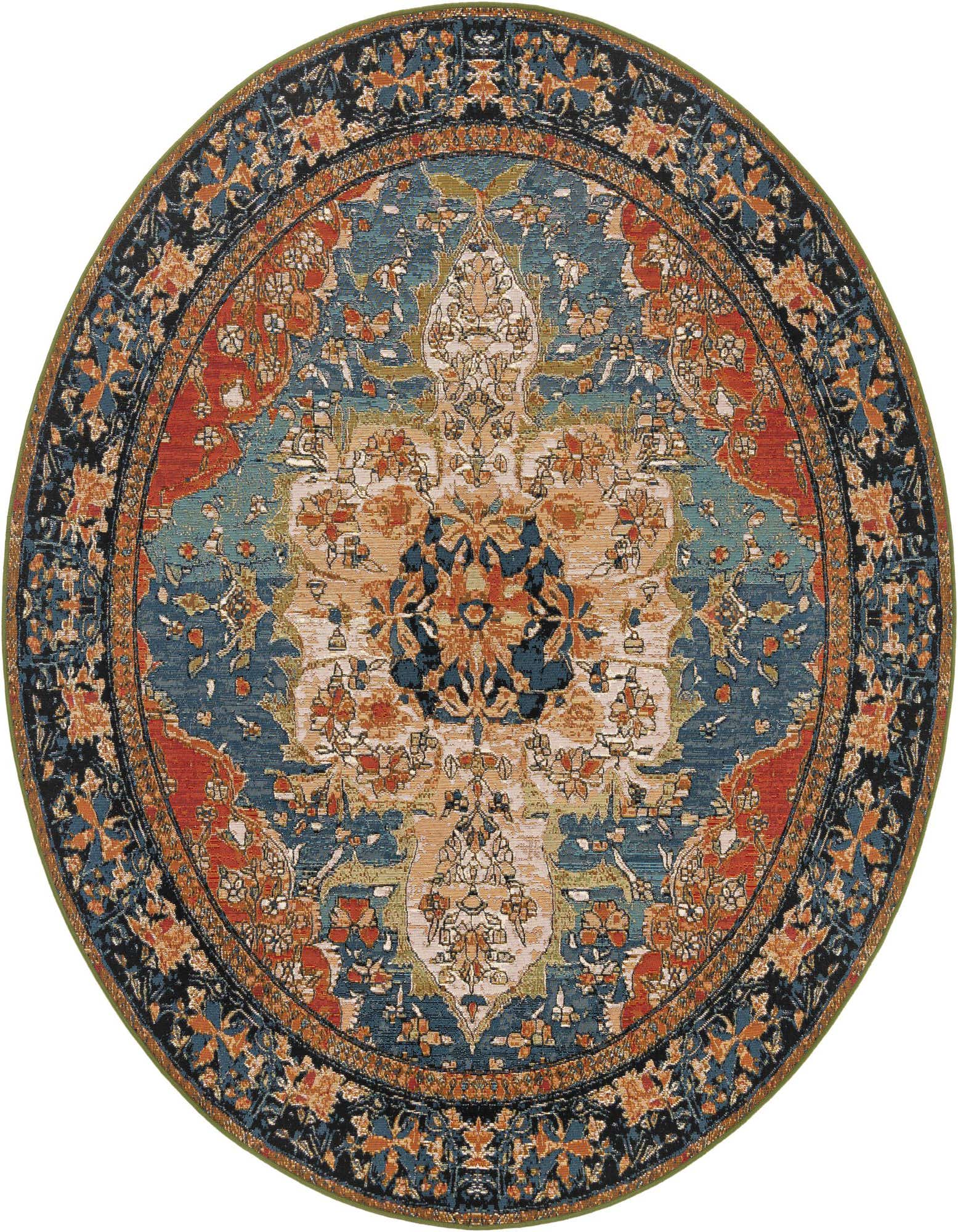 7' 10 x 7' 10 Easy-Clean Traditional Indoor / Outdoor Round Rug
