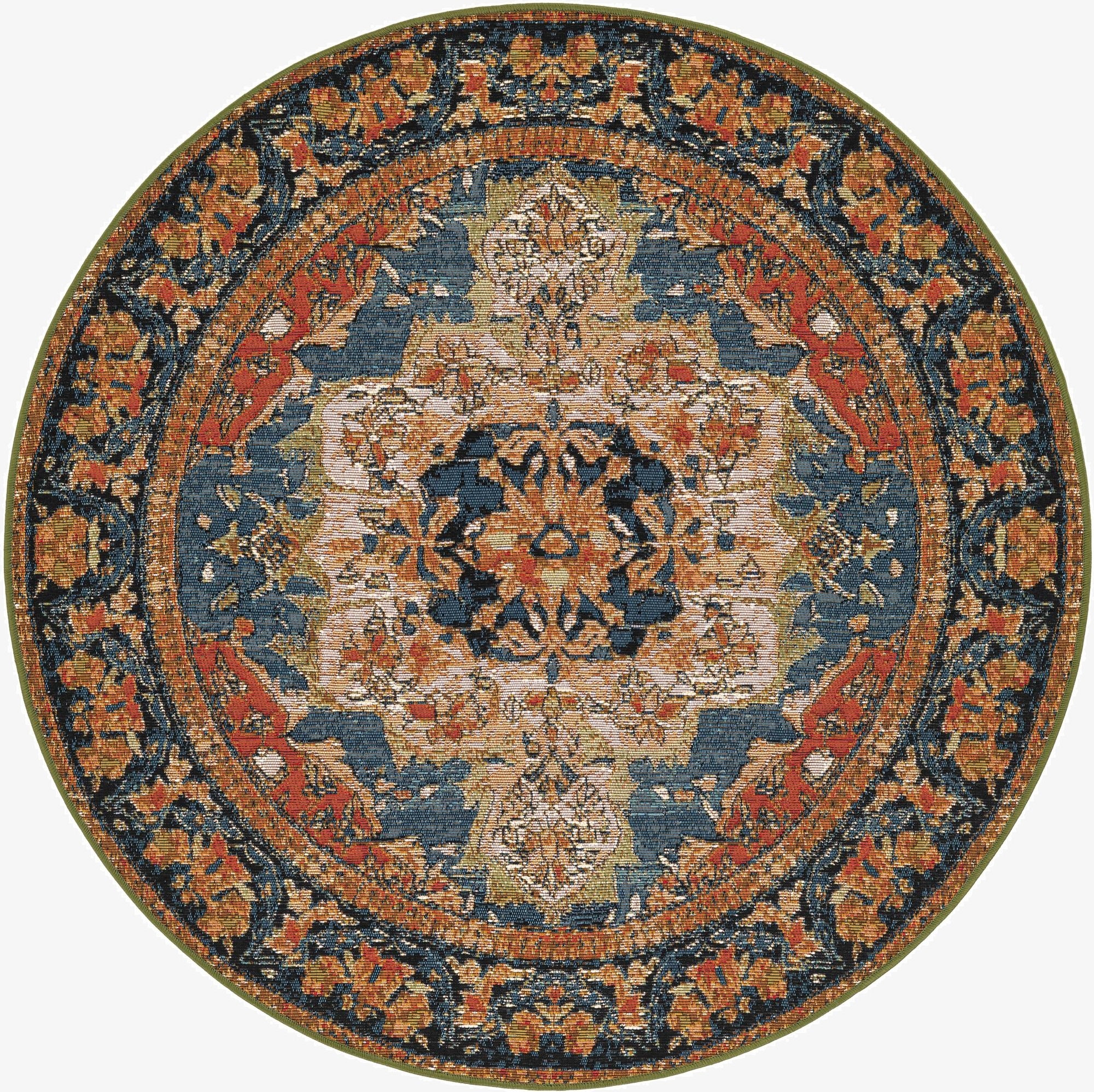 Primary image 4' x 4'  Washable Traditional Indoor / Outdoor Round Rug