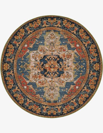 4' x 4' Easy-Clean Traditional Indoor / Outdoor Round Rug