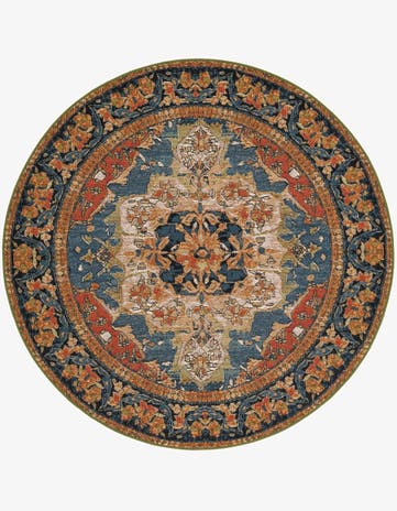 5' x 5' Easy-Clean Traditional Indoor / Outdoor Round Rug