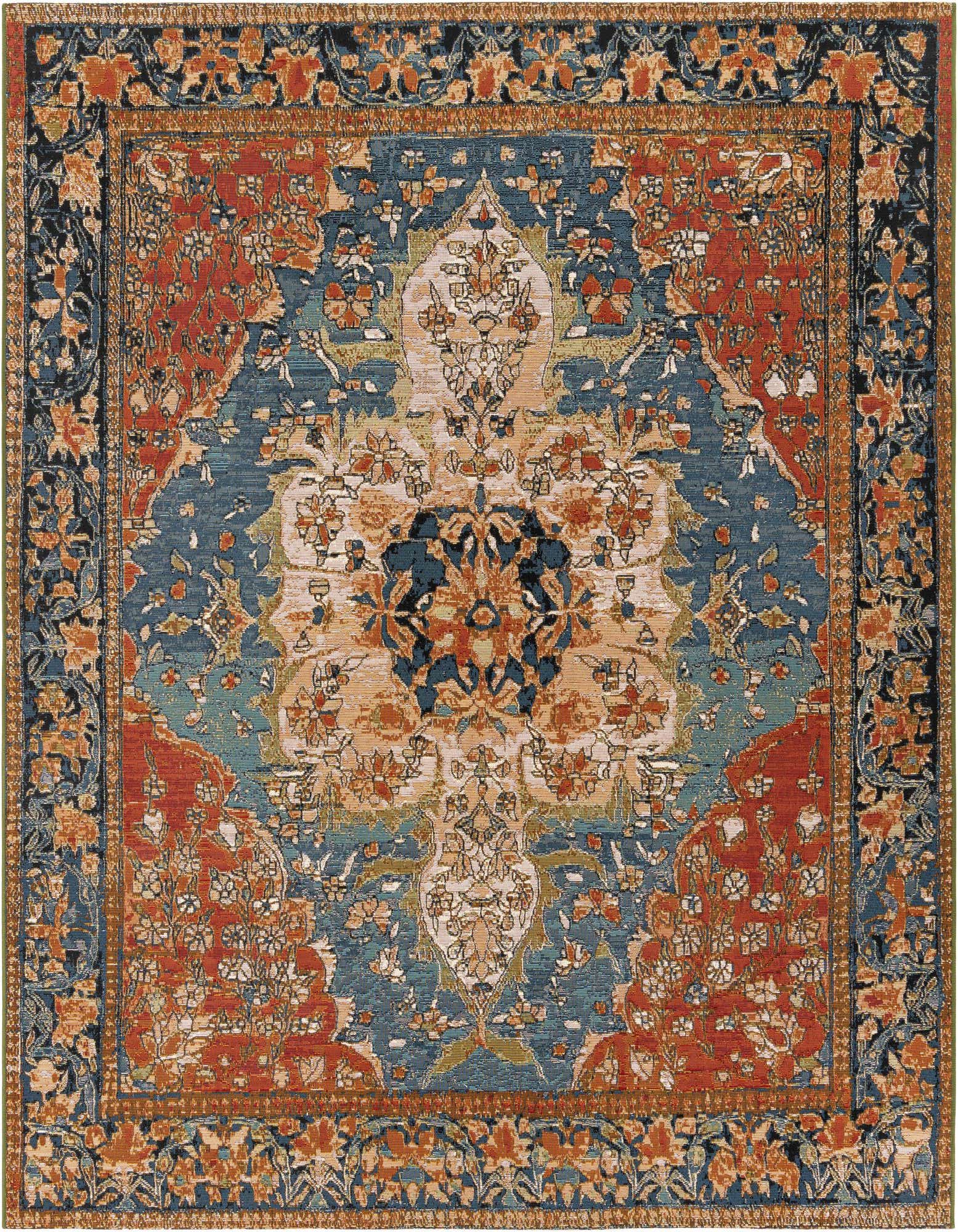 7' 10 x 7' 10 Easy-Clean Traditional Indoor / Outdoor Square Rug