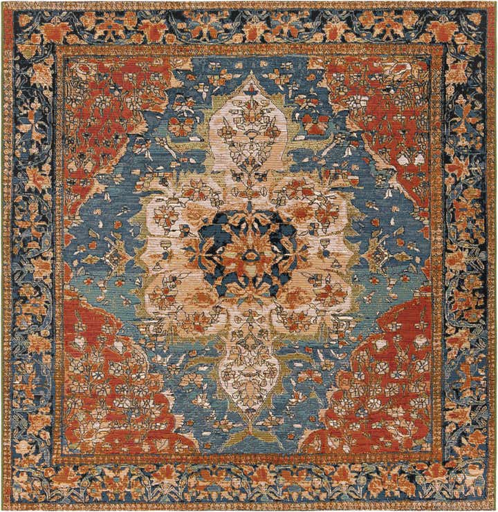 7' 10 x 7' 10 Easy-Clean Traditional Indoor / Outdoor Square Rug