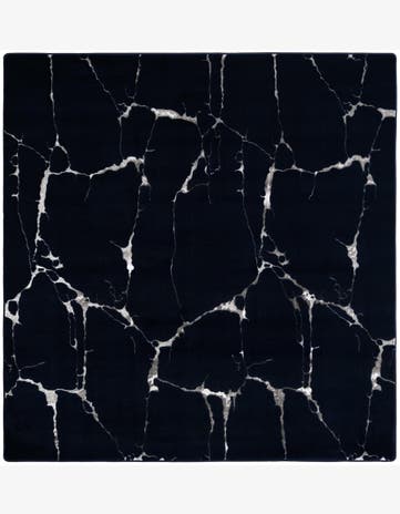 Navy Blue and Silver Vogue Geo Square Rug