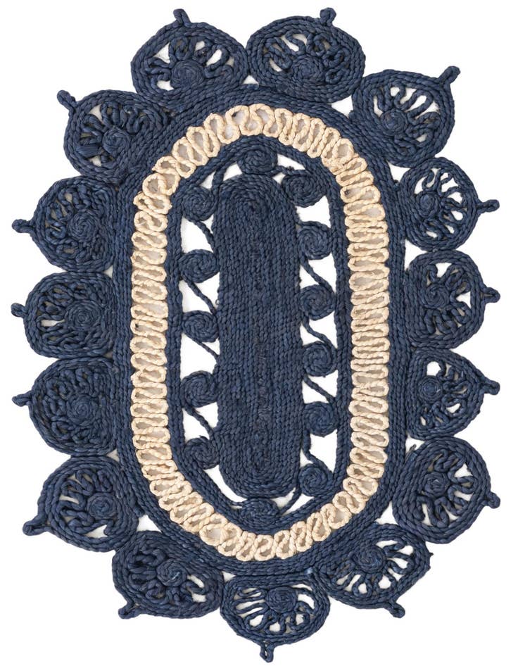 Detail image of 2' x 3' 1  Hand Braided Jute Oval Rug