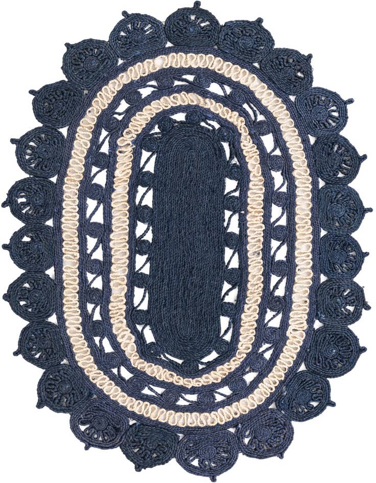 Detail image of 4' 1 x 6' 1  Hand Braided Jute Oval Rug