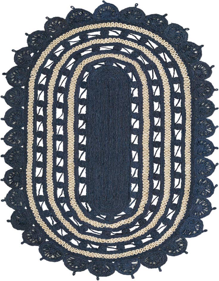 Detail image of 5' 1 x 8'  Hand Braided Jute Oval Rug