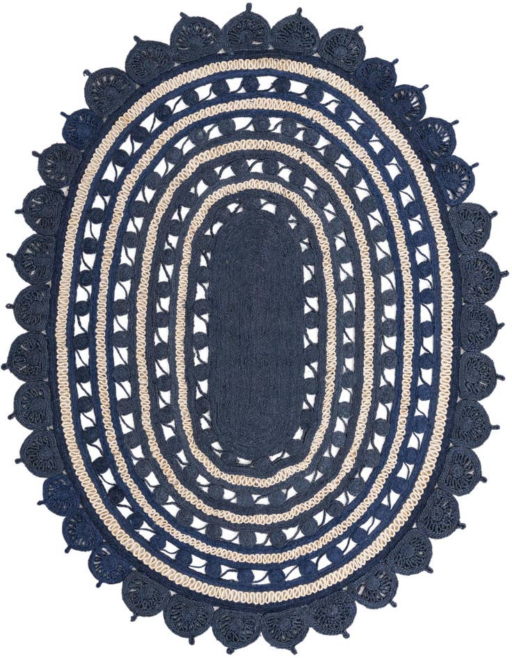 Detail image of 7' 10 x 10'  Hand Braided Jute Oval Rug