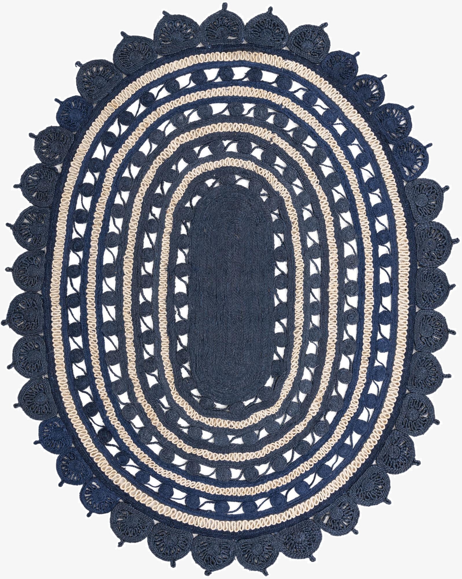 7' 10 x 10'  Hand Braided Jute Oval Rug