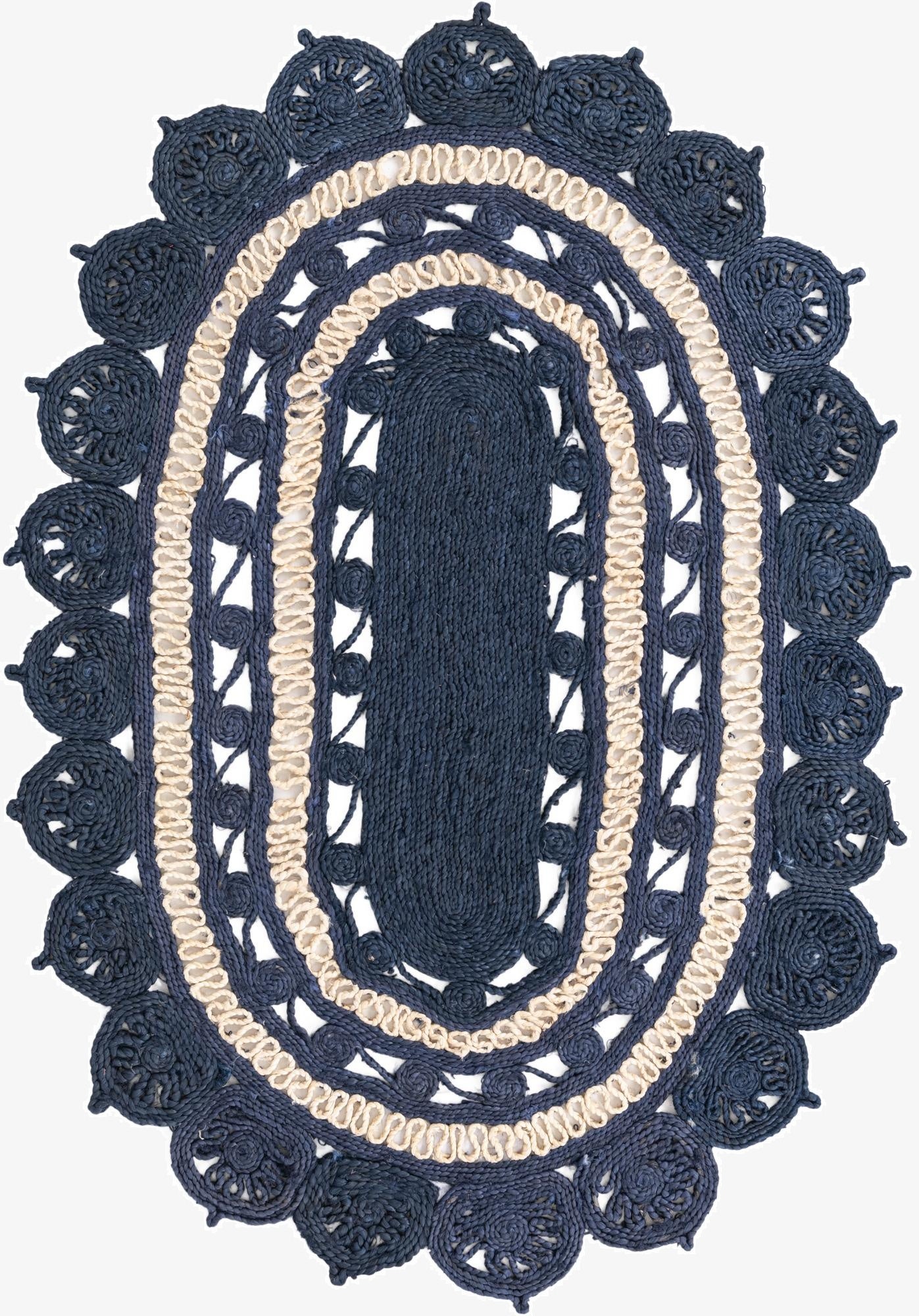 4' 1 x 6' 1  Hand Braided Jute Oval Rug