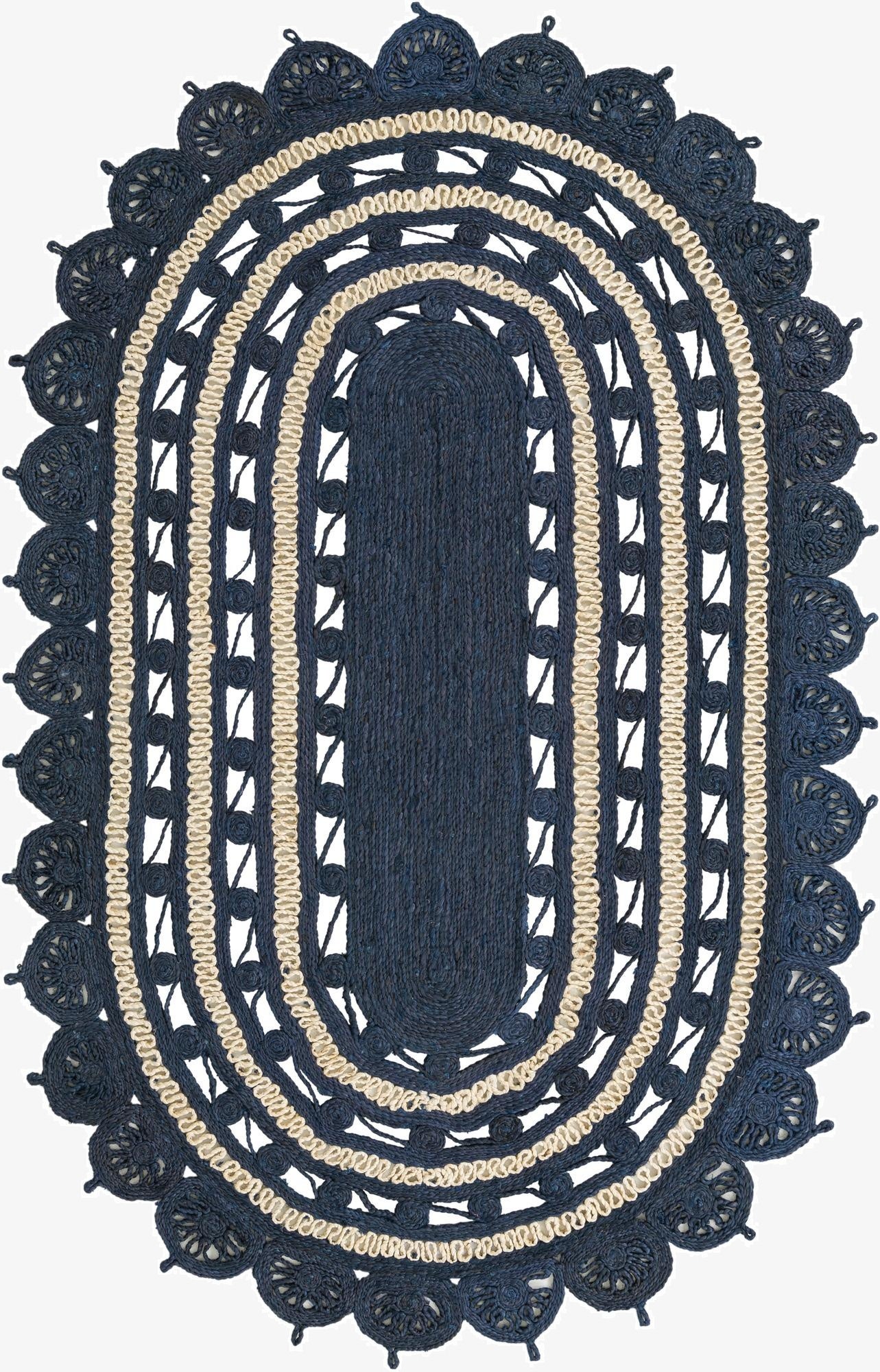 5' 1 x 8'  Hand Braided Jute Oval Rug