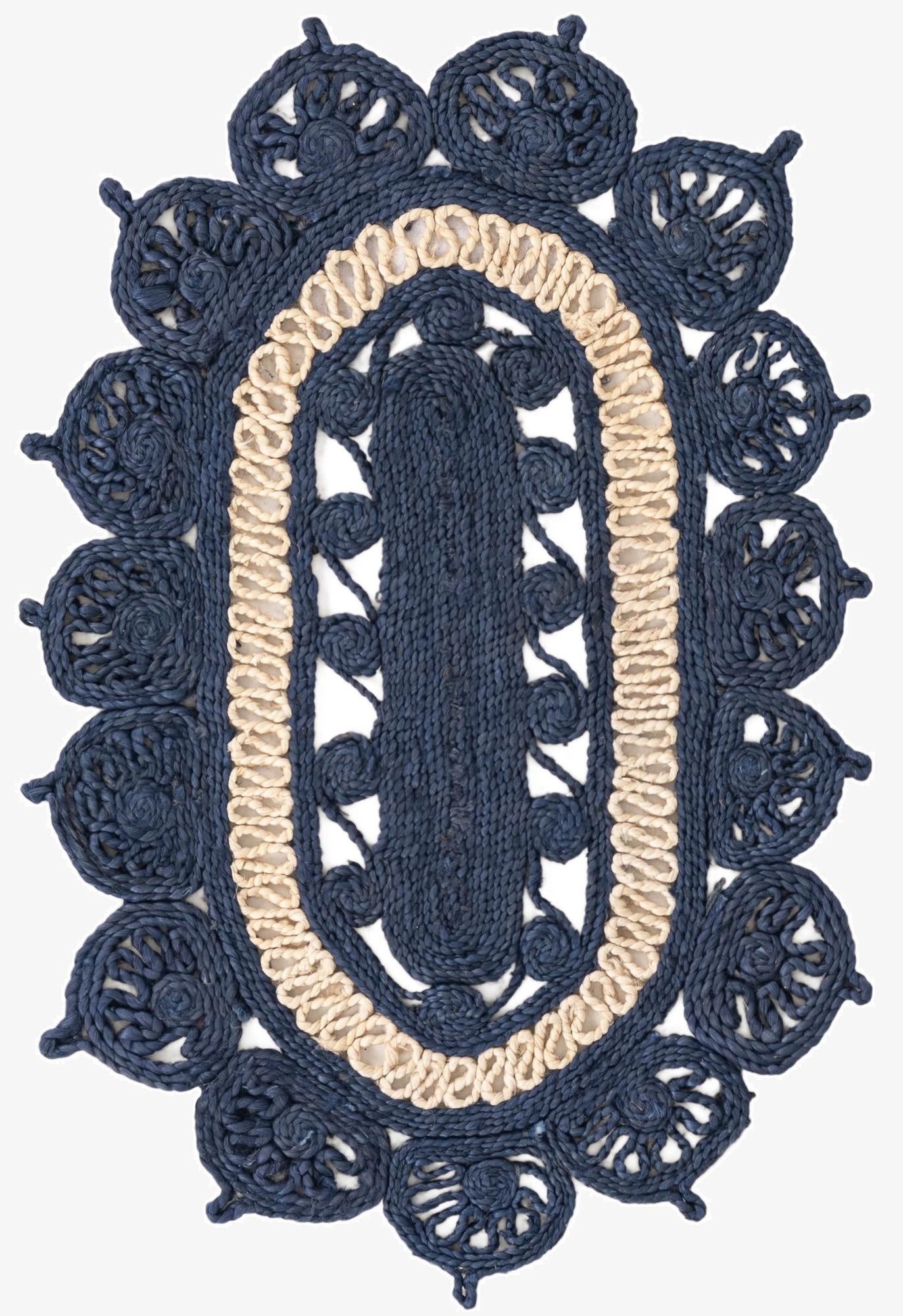 60cm x 95cm  Hand Braided Jute Óvalo Alfombra