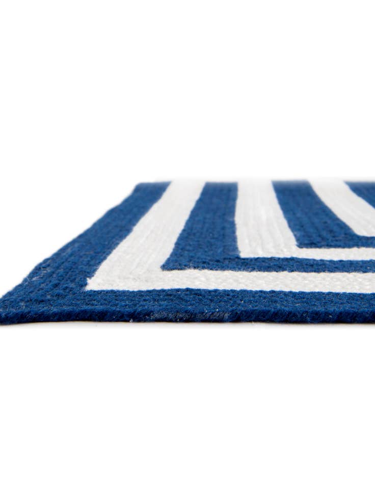 Detail image of Custom Navy Blue and White Easy-Clean Eco Verse Washable Indoor / Outdoor Rug