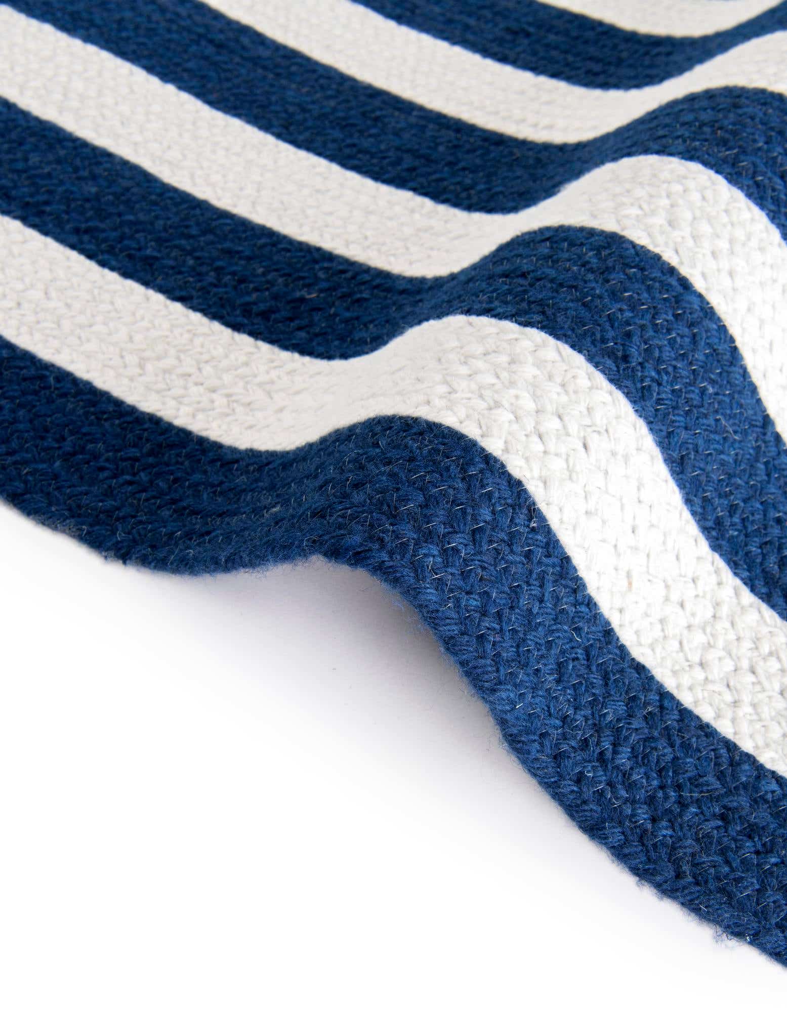 Detail image of Custom Navy Blue and White  Hand Woven Eco Verse   Washable Indoor / Outdoor Rug