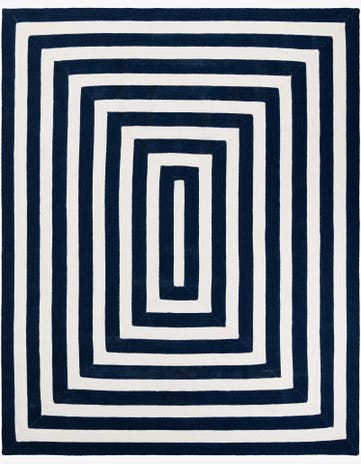 Navy Blue and White Easy-Clean Eco Verse Washable Indoor / Outdoor Rug