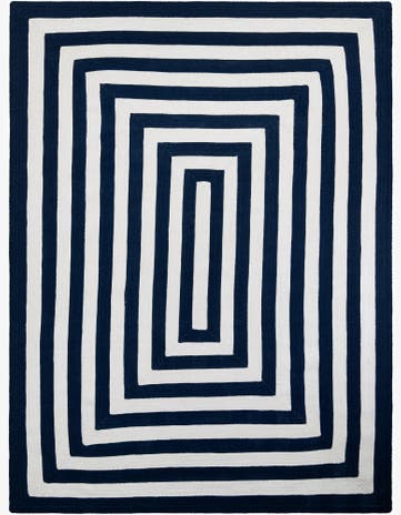 Navy Blue and White Easy-Clean Eco Verse Washable Indoor / Outdoor Rug