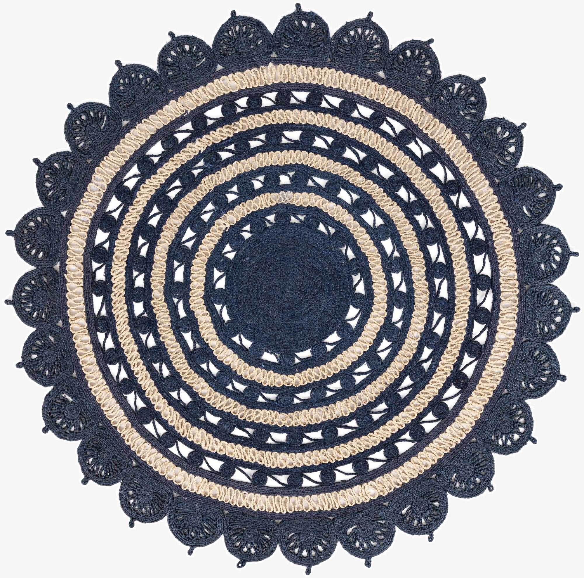 7' 10 x 7' 10  Hand Braided Jute Round Rug