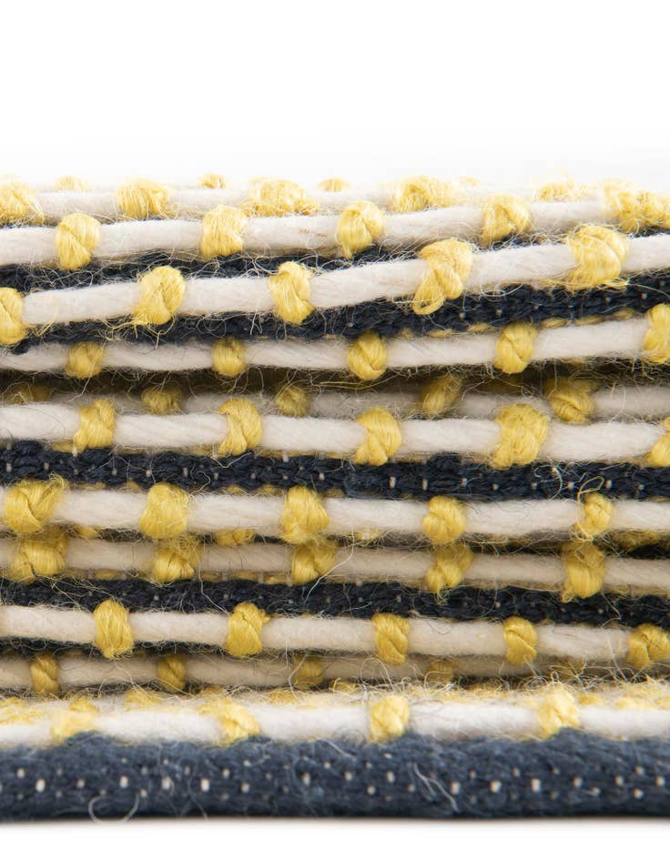 Detail image of Custom Navy Blue and Yellow Hand Woven Seaside Pearl Jute Rug