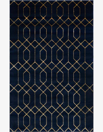 Navy Blue Gold Marilyn Monroe™ Glam Trellis Rug