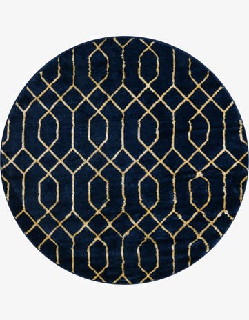 Navy Blue Gold Marilyn Monroe™ Glam Trellis Round Rug