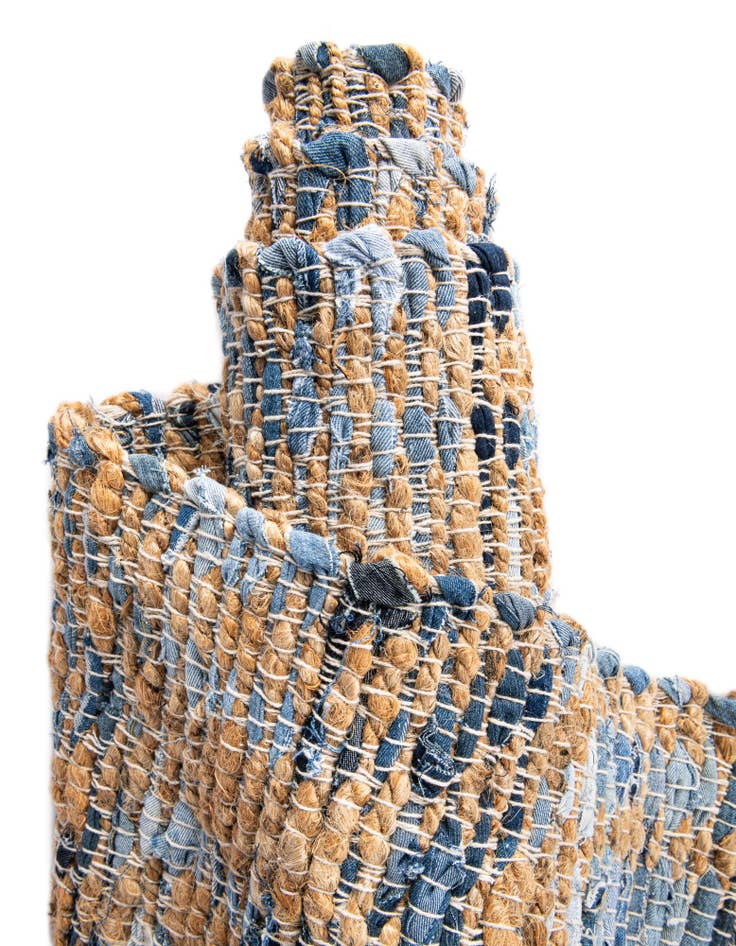 Detail image of 2' 2 x 3' 7  Hand Woven Chindi Jute Hearth Rug