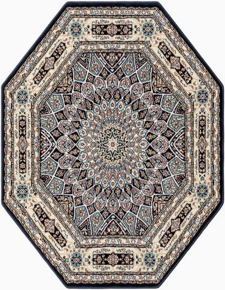 Detail image of 4' x 4' Nain Design Octagon Rug