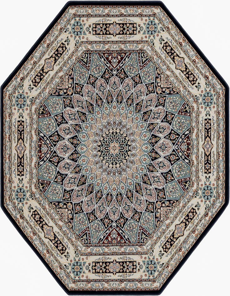 Detail image of 6' x 6' Nain Design Octagon Rug
