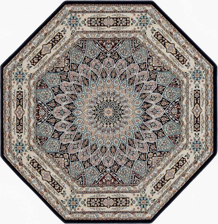 Detail image of 6' x 6' Nain Design Octagon Rug